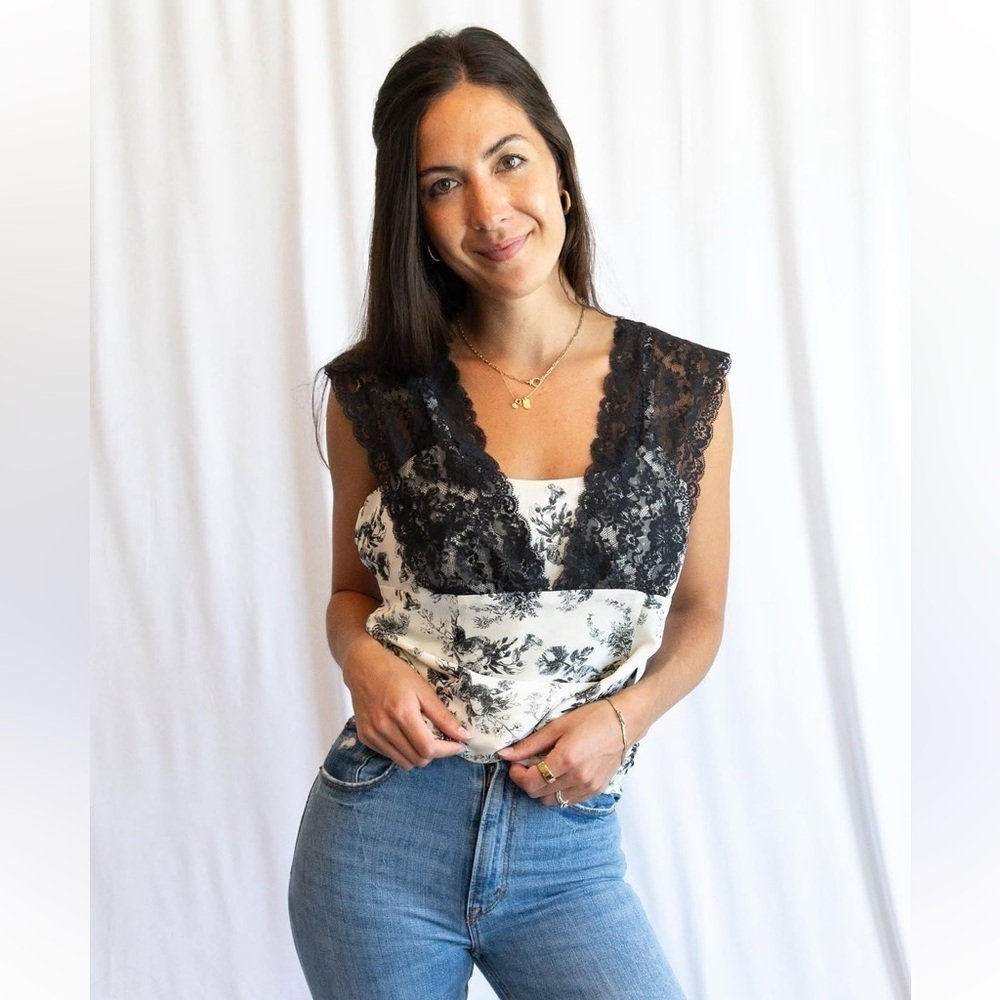 Black lace detailed top